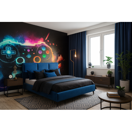 Łóżko tapicerowane ze...